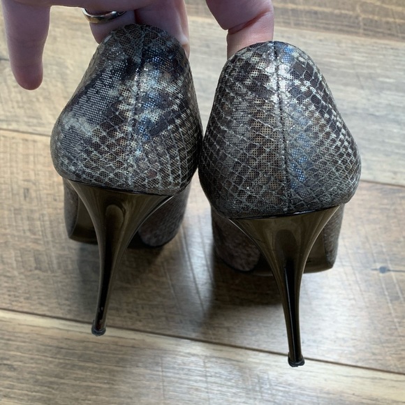 Giuseppe Zanotti Snakeskin Open Toe Animal Print Heels sz 37 - Picture 2 of 8